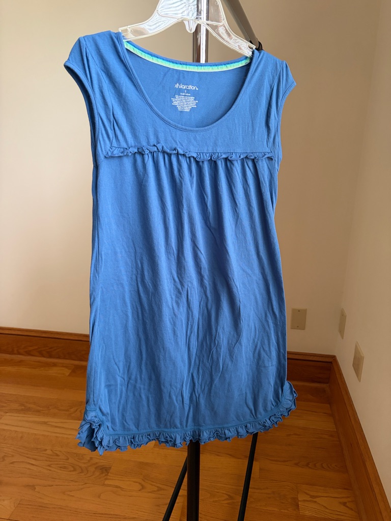 Blue Ruffle-Trim Women’s Sleep Dress